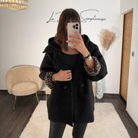 MANTEAU CAPUCHE NOIR AIDEN - La Petite Somptueuse
