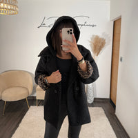 MANTEAU CAPUCHE NOIR AIDEN - La Petite Somptueuse