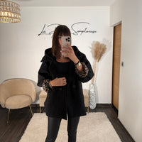 MANTEAU CAPUCHE NOIR AIDEN - La Petite Somptueuse