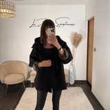 MANTEAU CAPUCHE NOIR AIDEN - La Petite Somptueuse