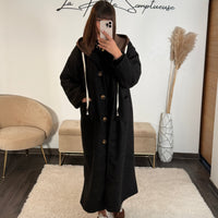 MANTEAU CAPUCHE NOIR VICTOR - La Petite Somptueuse
