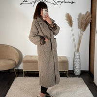 MANTEAU LONG TAUPE MAX - La Petite Somptueuse