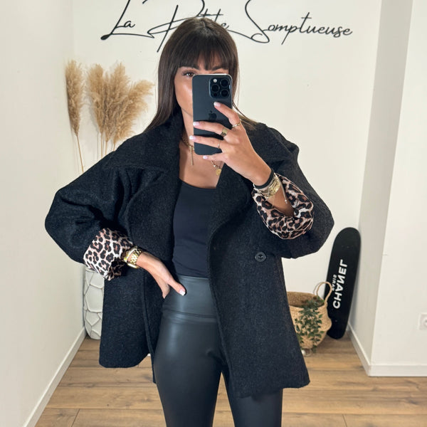 MANTEAU NOIR LEO - La Petite Somptueuse