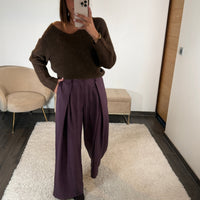 PANTALON À CARREAUX BORDEAUX YVAN - La Petite Somptueuse