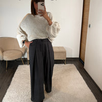 PANTALON À CARREAUX NOIR YVAN - La Petite Somptueuse
