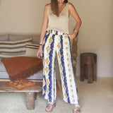 PANTALON BEIGE ET BLEU SIMON - La Petite Somptueuse