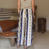 PANTALON BEIGE ET BLEU SIMON - La Petite Somptueuse