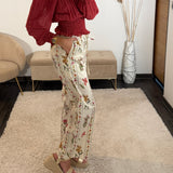 PANTALON BLANC FLEURIE LIDIA - La Petite Somptueuse