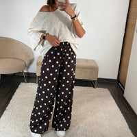 PANTALON CHOCO À POIS BLANC FRANY - La Petite Somptueuse