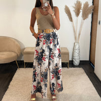 PANTALON FLOWER + CEINTURE NOIRE DANY - La Petite Somptueuse