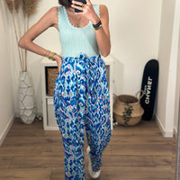 PANTALON FLUIDE BLEU ESTIA - La Petite Somptueuse