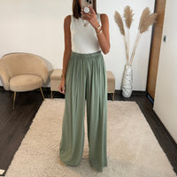 PANTALON FLUIDE VERT MAZA - La Petite Somptueuse