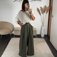 PANTALON KAKI + CEINTURE OWEN - La Petite Somptueuse