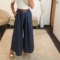 PANTALON MARINE POIS PENNY - La Petite Somptueuse