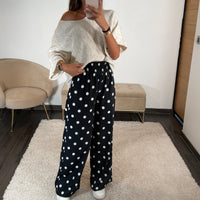 PANTALON NOIR À POIS BLANC FRANY - La Petite Somptueuse