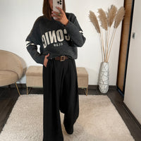 PANTALON NOIR + CEINTURE OWEN - La Petite Somptueuse