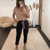 PANTALON NOIR FOULARD DIEGO - La Petite Somptueuse