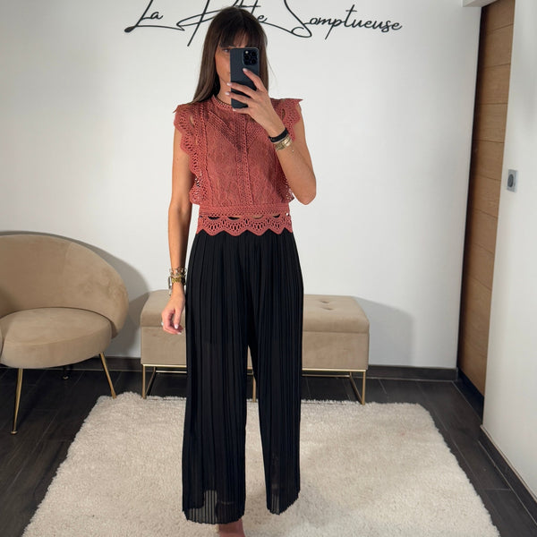 PANTALON NOIR PLISSEE ELIAS - La Petite Somptueuse