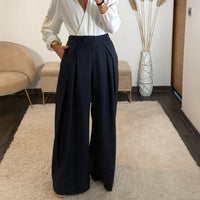 PANTALON OVERSIZE BLEU MARINE ALEX - La Petite Somptueuse