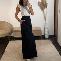 PANTALON OVERSIZE BLEU MARINE ALEX - La Petite Somptueuse