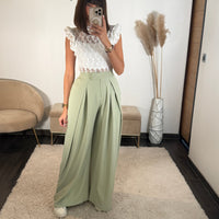 PANTALON OVERSIZE VERT D'EAU ALEX - La Petite Somptueuse