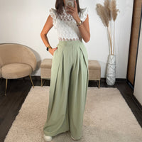 PANTALON OVERSIZE VERT D'EAU ALEX - La Petite Somptueuse