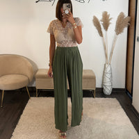 PANTALON PLISSEE KAKI HARRY - La Petite Somptueuse