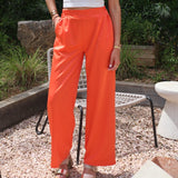 PANTALON SATIN ORANGE NAEL - La Petite Somptueuse