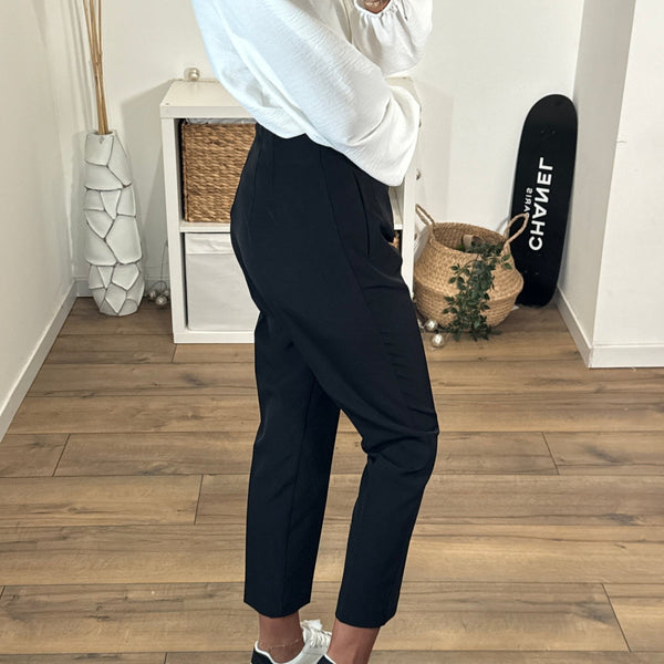 PANTALON TAILLEUR NOIR ROBIN - La Petite Somptueuse