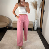 PANTALON TAILLEUR ROSE ELLY - La Petite Somptueuse