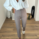 PANTALON TAILLEUR TAUPE ROBIN - La Petite Somptueuse