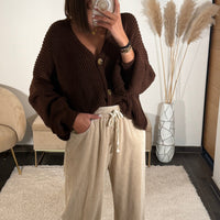 PANTALON VELOURS BEIGE MARTIN - La Petite Somptueuse