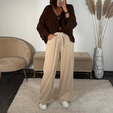 PANTALON VELOURS BEIGE MARTIN - La Petite Somptueuse