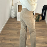 PANTALON VELOURS BEIGE NINO - La Petite Somptueuse