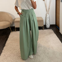 PANTALON VERT SAUGE SCRATCH - La Petite Somptueuse
