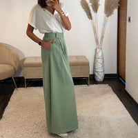 PANTALON VERT SAUGE SCRATCH - La Petite Somptueuse