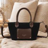 PETIT SAC VELOURS COTELE NOIR GANY - La Petite Somptueuse