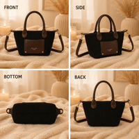 PETIT SAC VELOURS COTELE NOIR GANY - La Petite Somptueuse