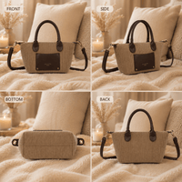 PETIT SAC VELOURS COTELE TAUPE GANY - La Petite Somptueuse