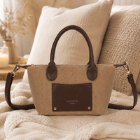 PETIT SAC VELOURS COTELE TAUPE GANY - La Petite Somptueuse