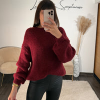 PULL AVEC LAINE BORDEAUX DIANA - La Petite Somptueuse