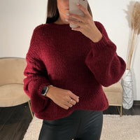 PULL AVEC LAINE BORDEAUX DIANA - La Petite Somptueuse