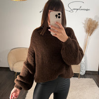PULL AVEC LAINE CHOCO DIANA - La Petite Somptueuse