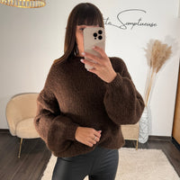 PULL AVEC LAINE CHOCO DIANA - La Petite Somptueuse