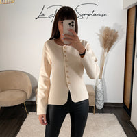 PULL BEIGE BOUTONS DORES EVY - La Petite Somptueuse