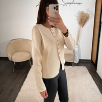 PULL BEIGE BOUTONS DORES EVY - La Petite Somptueuse