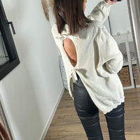 PULL BEIGE DOS NOEUDS - La Petite Somptueuse