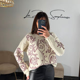 PULL BEIGE ET BORDEAUX MONA - La Petite Somptueuse