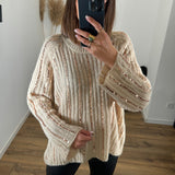 PULL BEIGE SEQUIN - La Petite Somptueuse