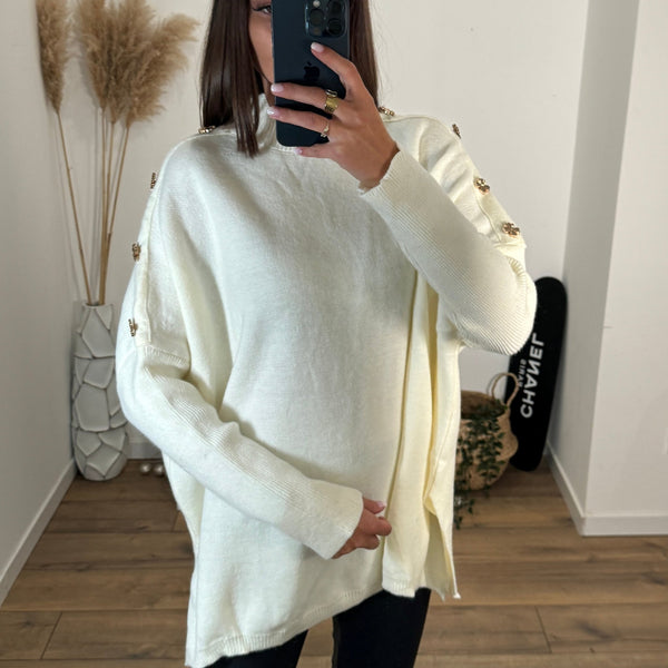 PULL BEIGE TREFLES GOLD - La Petite Somptueuse